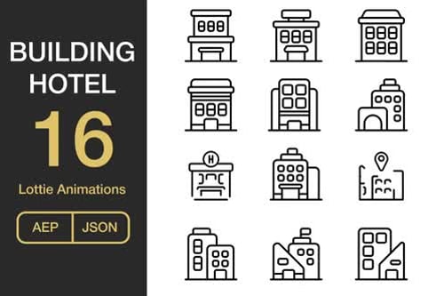 Building Hotel Icons Pack