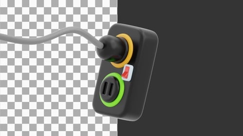 3D Animation of Wall Plug Socket | Alpha Channel