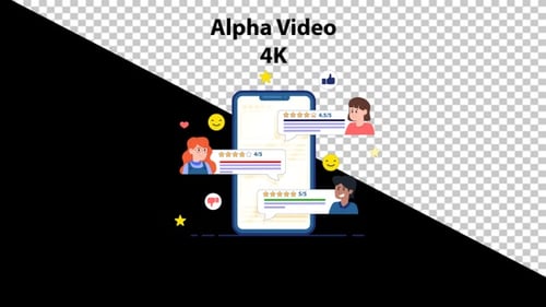 Flat Design Smartphone Customer Review and Rating Animation