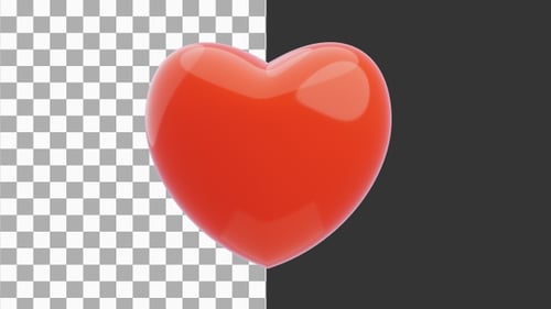 3D-Animation eines hüpfenden Herzens | Alpha-Kanal