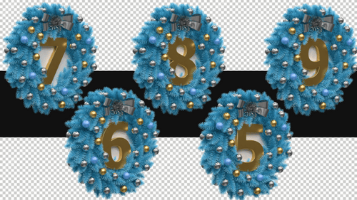 360° Rotating 3D Christmas Numbers Animation Pack-1 (5-9)