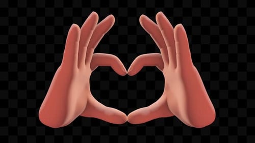 3D Animated Hands Form Heart Shape Alpha Reveal