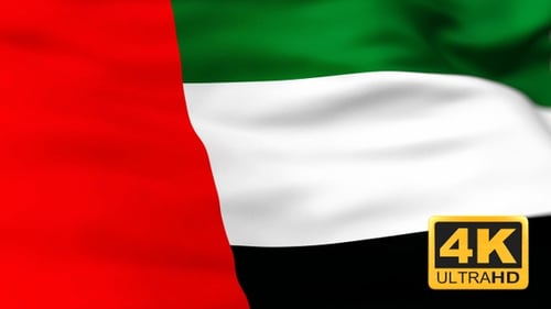 Animated United Arab Emirates Flag Waving with Realistic Fabric Texture