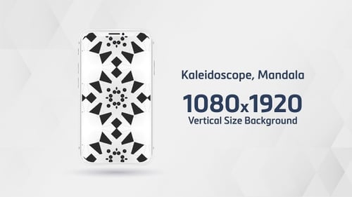 Kaleidoscope, geometric, graphic, circle, mandala, ornament, abstract black white Background Vertica