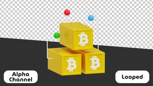 Bitcoin Mining 3D Animated | Alpha Channel