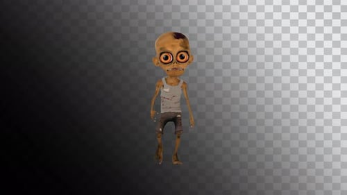 Spooky Cartoon Zombie Character Walk Cycle Animation