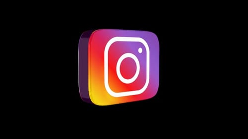 Animated 3D Instagram Logo Icon Rotation
