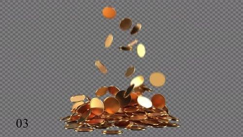 Realistic Gold Coins Falling 3D Animation