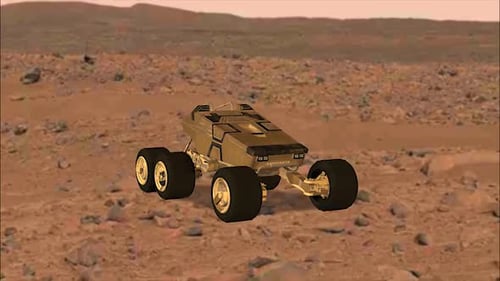 Animated 3D Futuristic Mars Rover for Space Exploration