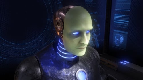 Futuristic Robot Head Transformation with Glowing Cybernetic Details