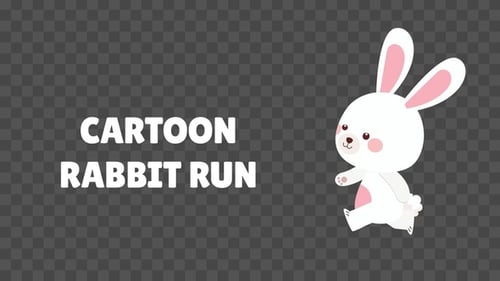 Walking White Cartoon Rabbit Flat Design Animation