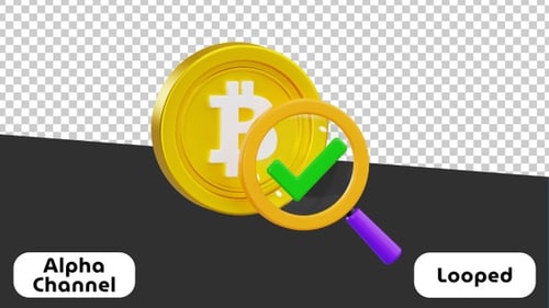 3D Animation of Bitcoin Verification | Alpha Channel