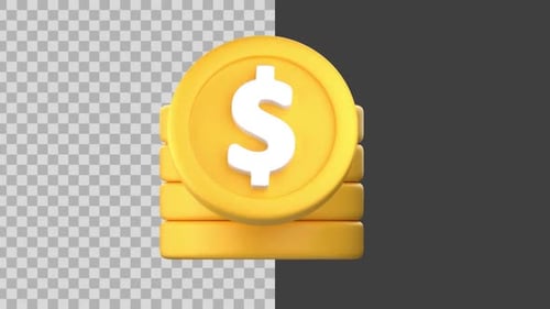 Rotating 3D Golden Dollar Coin Stack Animation