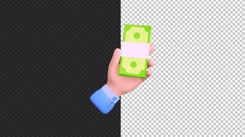 Animação em movimento com dinheiro na mão - 4K