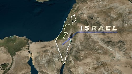 Animated Israel Map Zoom and Text Title Reveal