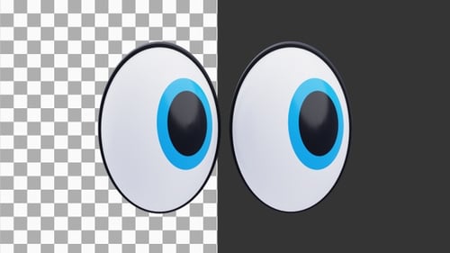 Animación 3D de una divertida expresión de emoji con ojos laterales | Alpha Channel
