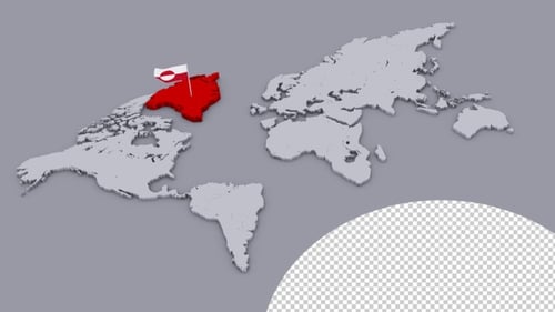 Drapeau du Groenland sur une carte du monde extrudée