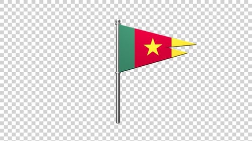 3D Animated Cameroon National Pennant Flag Waving