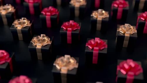 4K Black Gift Boxes Background Loop