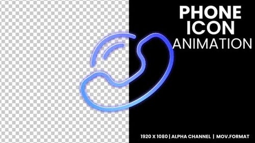 Glowing Neon Phone Icon Line Animation