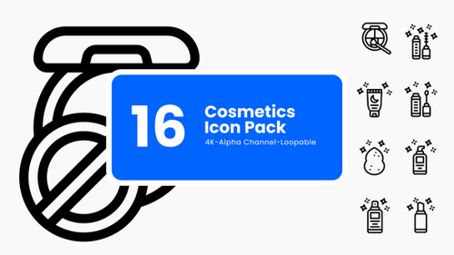 Animated Flat Design Cosmetics and Beauty Icon Pack