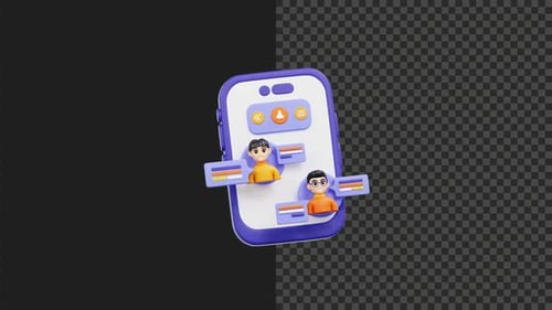 3D Animated Smartphone with Messaging Chat App Interface