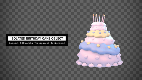 Rotating Pink Tiered Birthday Cake Animation with Lit Candles