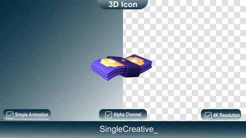 Animated 3D Money Icon for Finance and Business