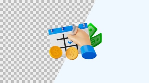 Animated 3D Financial Planning Calendar with Money Icons