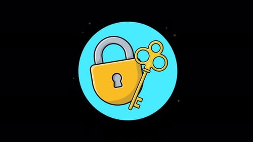 Padlock and Golden Key Animation Video - Transparent