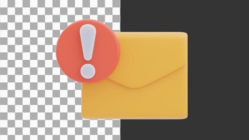 3D Animation of Message Warning Icon | Alpha Channel