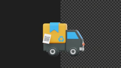 Modern 3D Delivery Truck with Package Animation