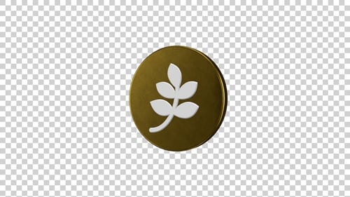 Branch With Leaves Icon Rotating Golden
