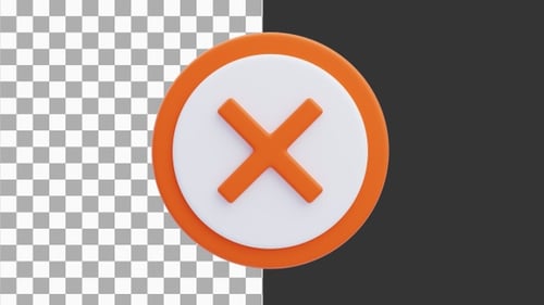 3D Animation of Cross Mark Notification | Alpha Channel