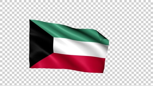 Animated Waving Kuwait Flag on Transparent Background