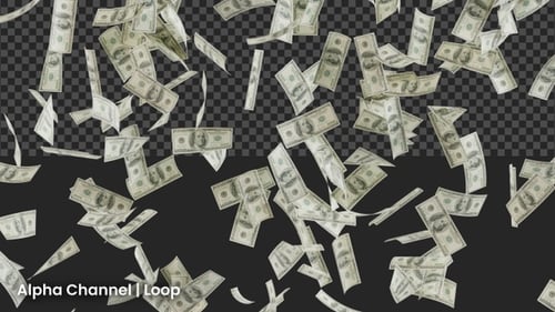3D Money Rain Animation | Alpha Loop