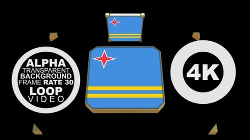 Animated Flag of Aruba Rotation with Gold Border