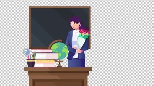 Animated Flat Design Teacher Character for Education