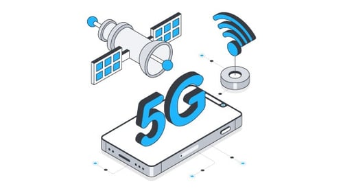 5G Network Isometric Animation Alpha Channel