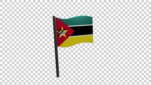 Animated Mozambique Flag Waving on Pole
