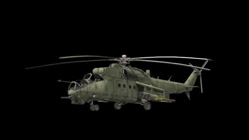 Animated Combat Helicopter 3D Render with Transparent Background