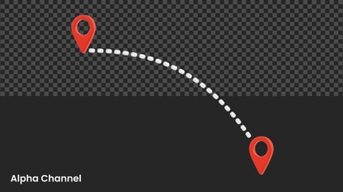 Map Pin Connection Path With Diagonal Dashed Line
