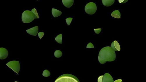 Falling Limes and Lime Slices with Alpha Channel