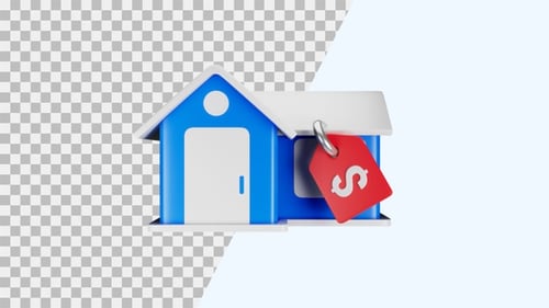 Modern 3D House Animation with Price Tag for Real Estate