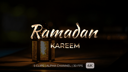 Golden Ramadan Kareem Metallic Text Reveal Animation
