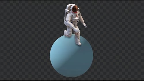 Running Astronaut in Uranus Surface, Loop + Alpha Channel