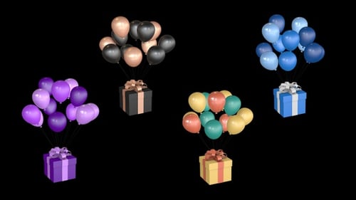 Animated Gift Boxes with Balloons for Celebrations