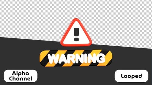 3D Warning Alert Sign Animation with Alpha Channel
