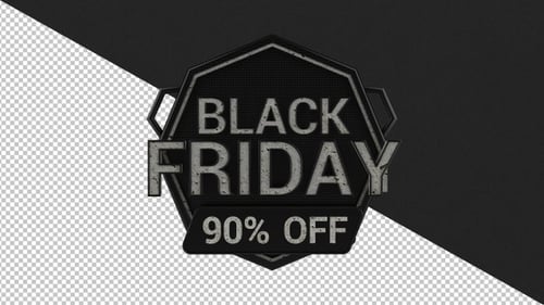 Animated 3D Black Friday Metallic Sale Badge