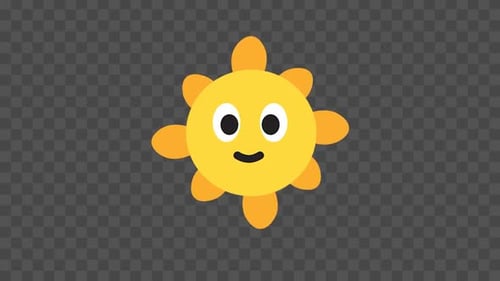 Cute Flat Design Smiling Sun Character Animation